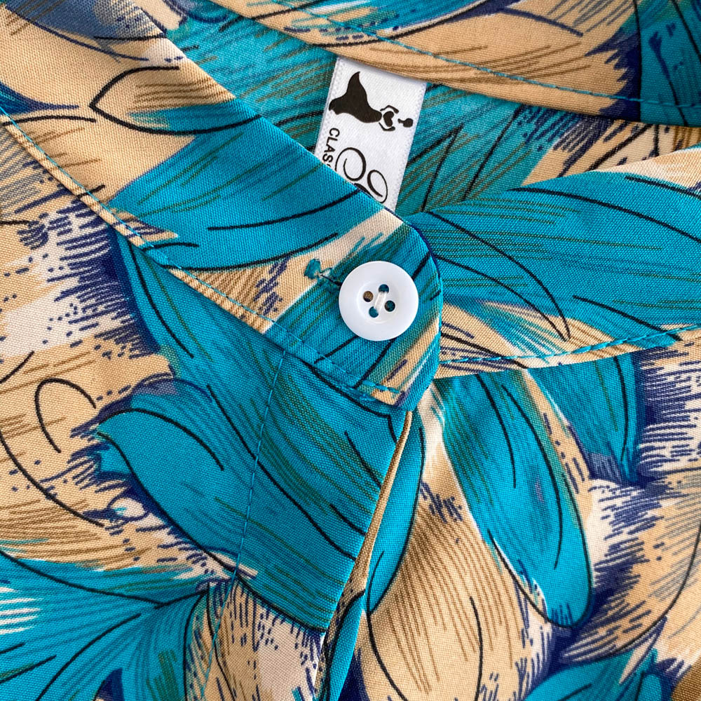 Stand Collar Floral Printed A-line Dress
