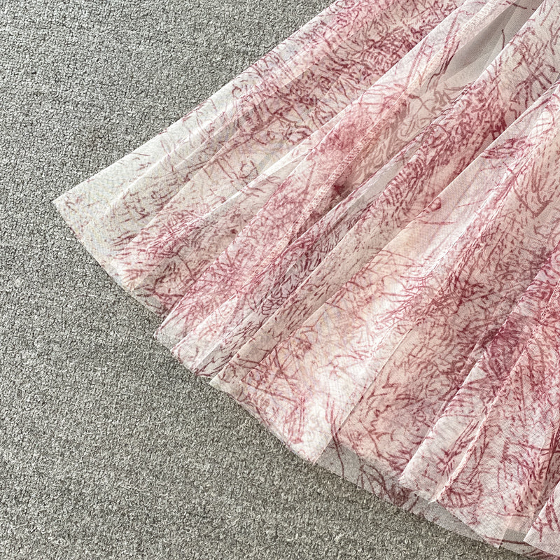 Fairy Ink Printing Mesh Dress