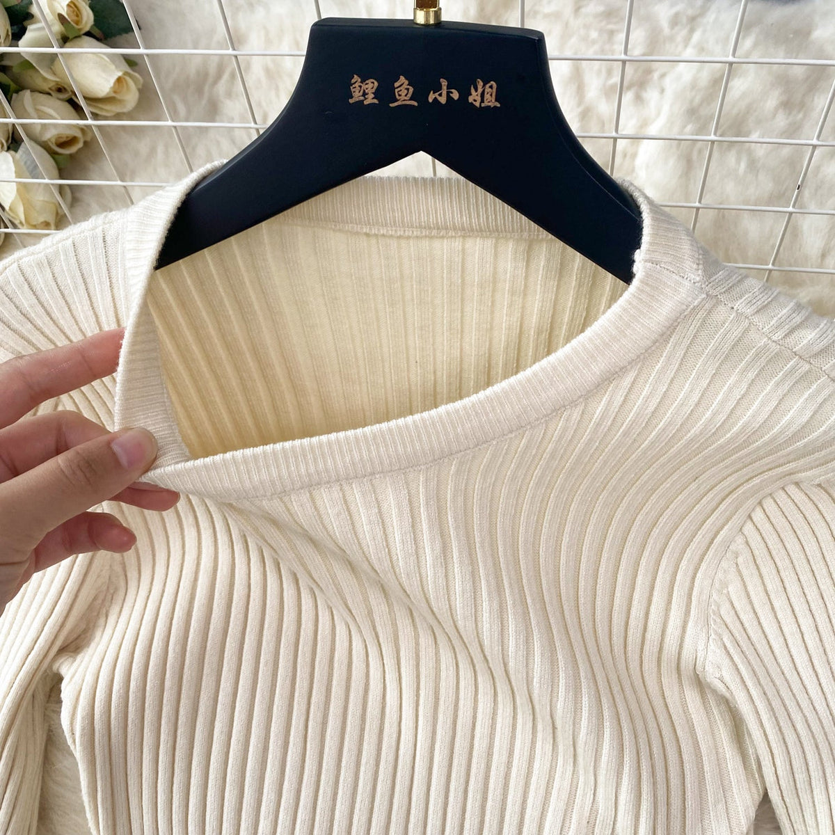 Solid Color Slim-fitting Knitted Dress