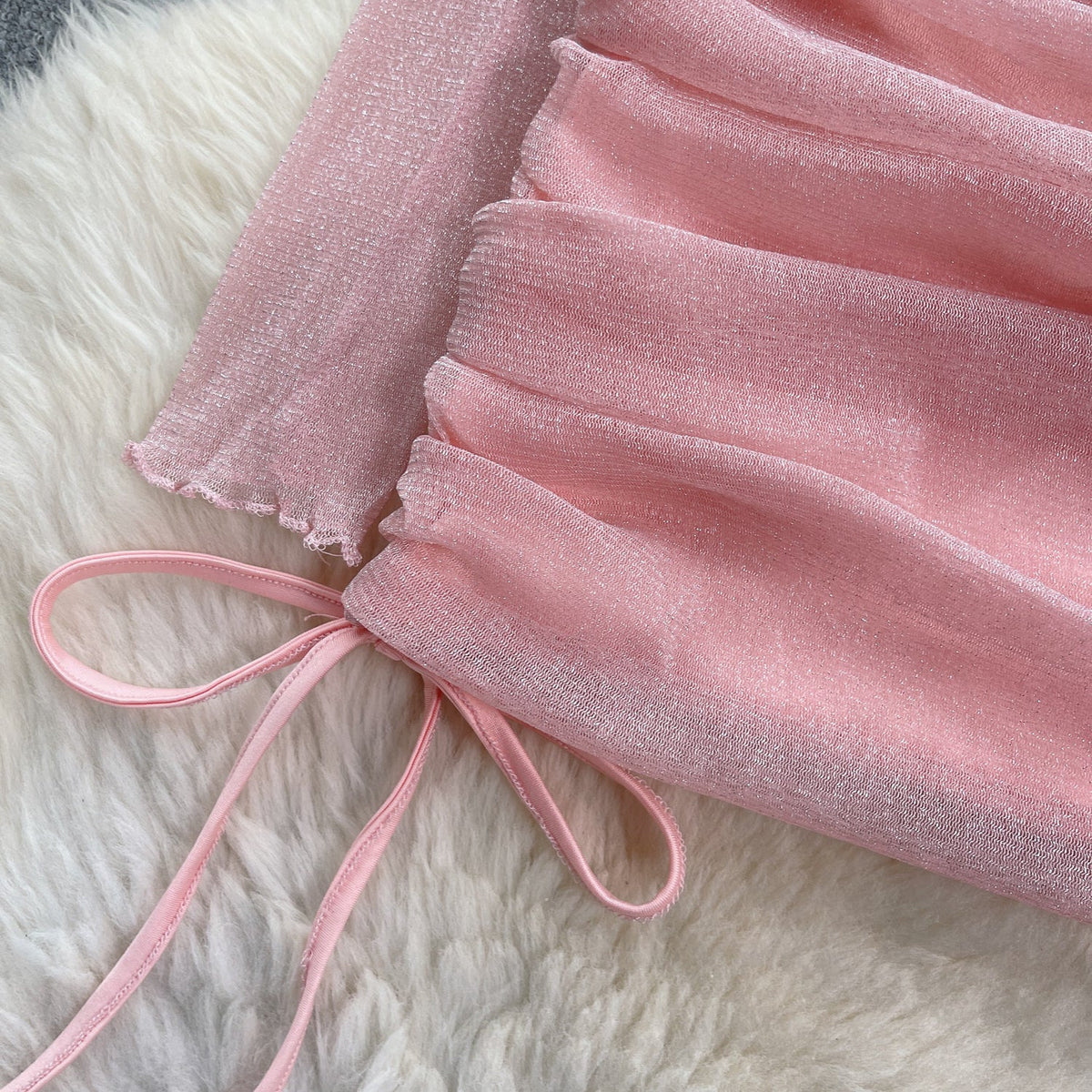 Off-shoulder Pleated Mesh Patchwork Dress