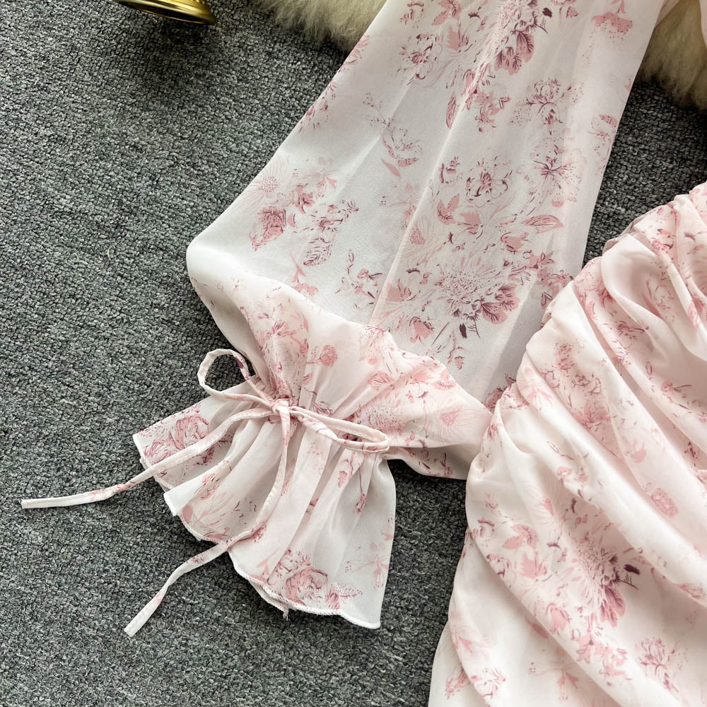 Fairy Pink Floral Pleated Dress