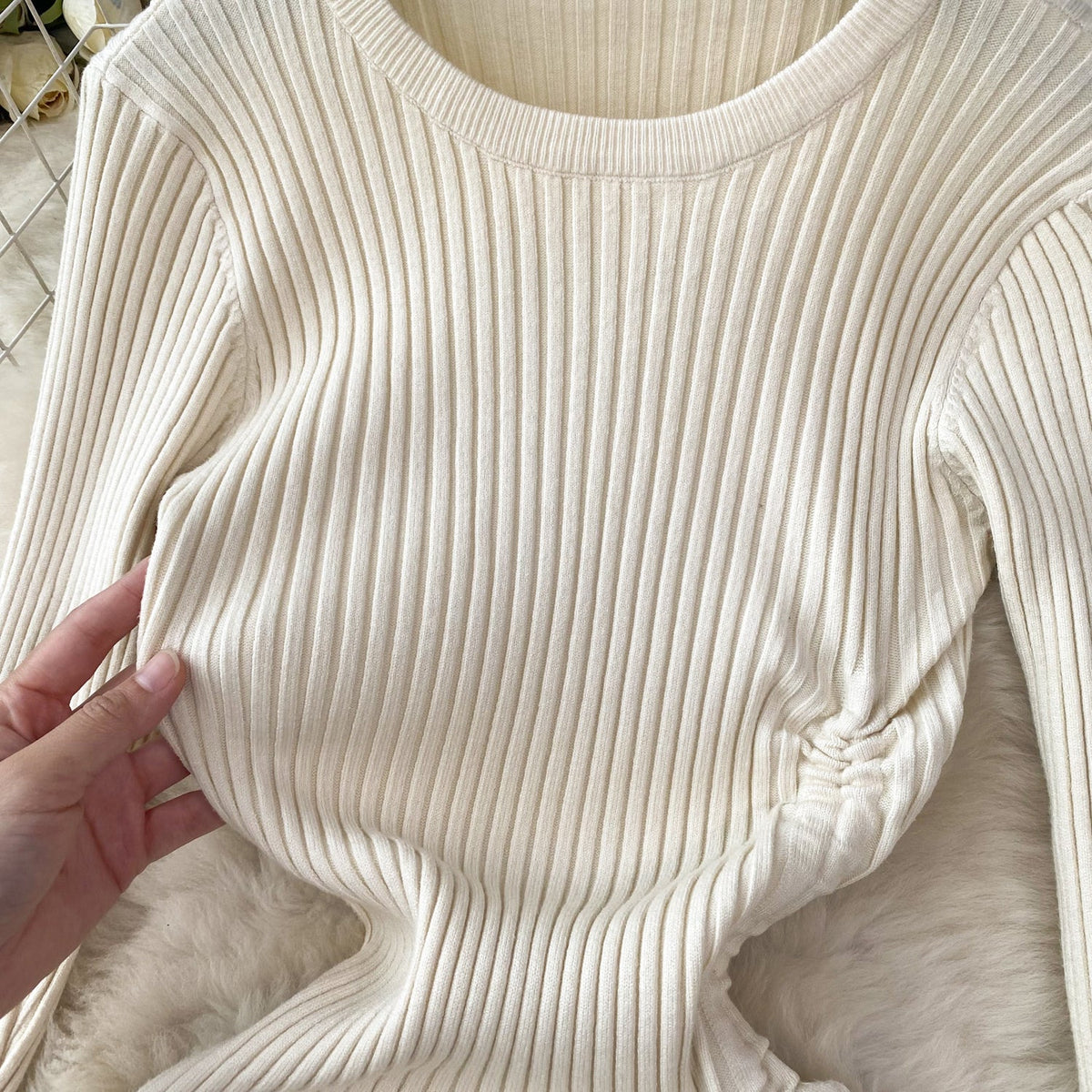 Solid Color Slim-fitting Knitted Dress