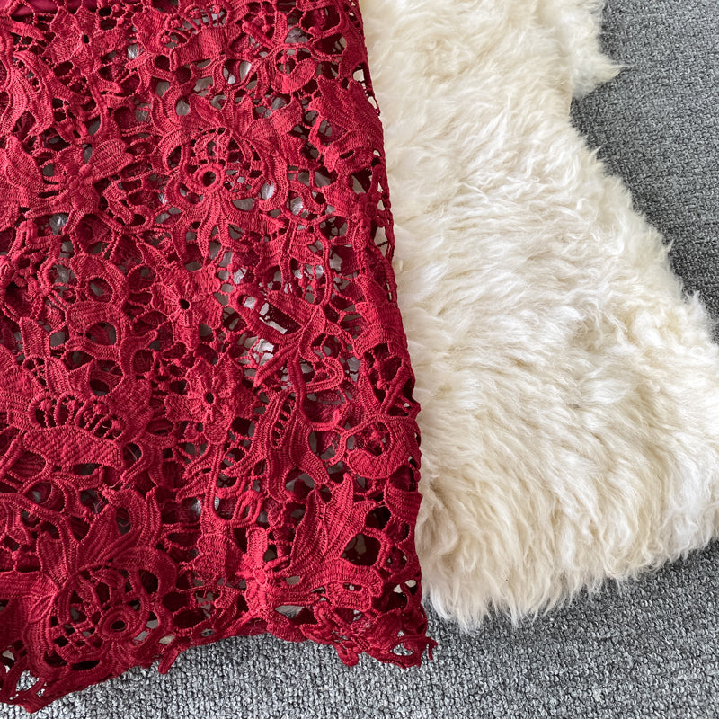 Elegant Hollowed Lace Gown