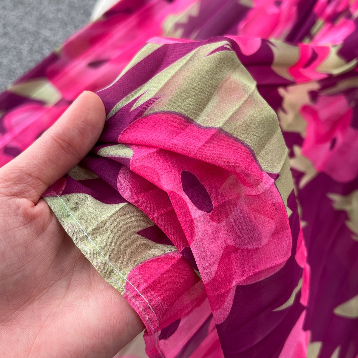 Pleated Floral Printed Shirt Dress