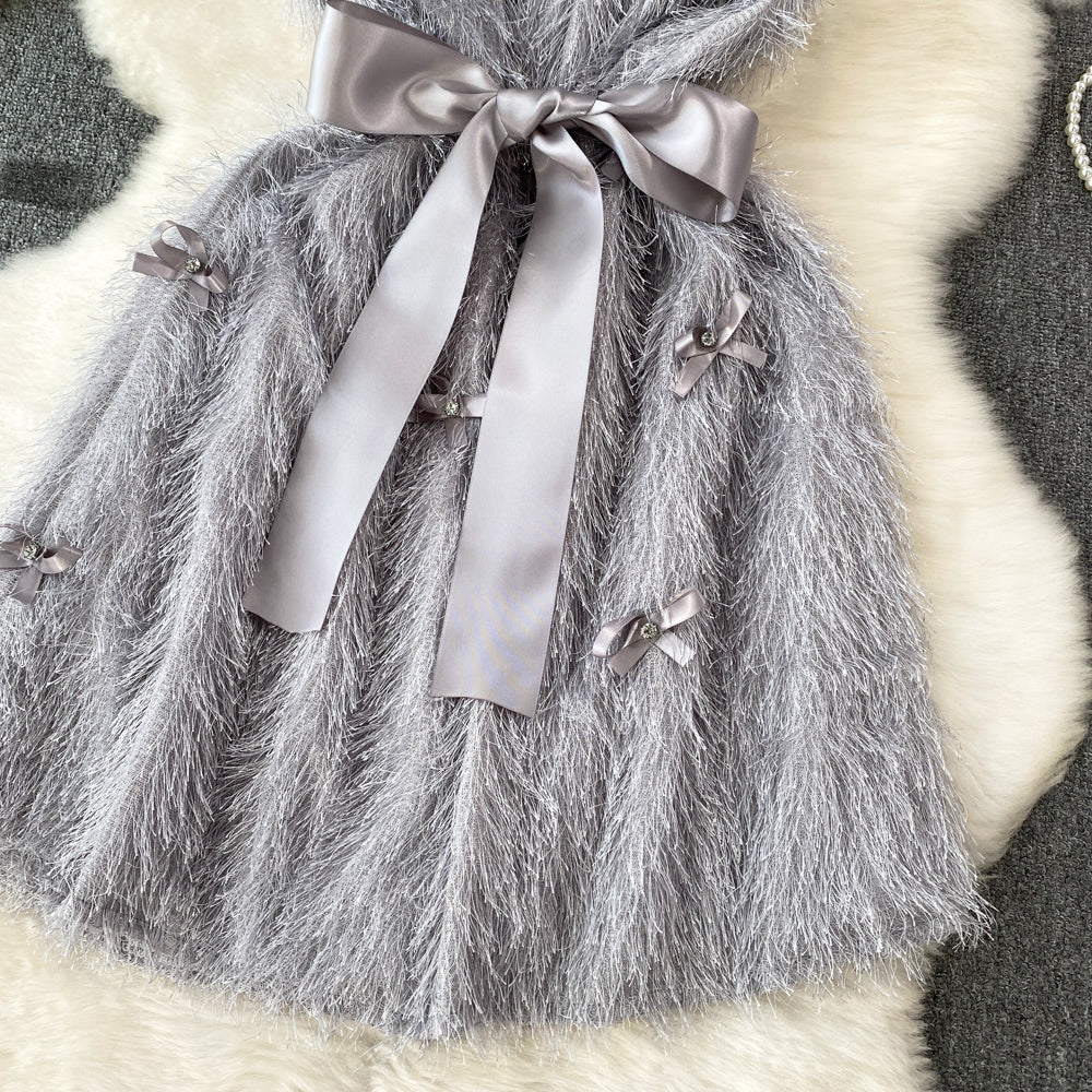 Rhinestone Studded Fringed Sleeveless Dress