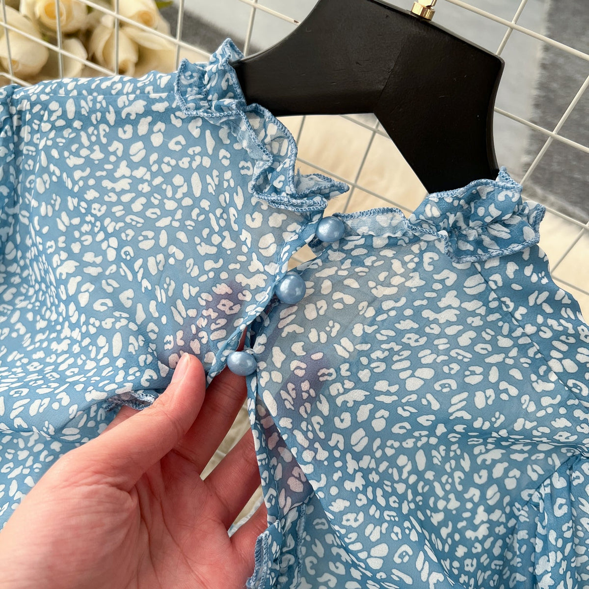 Niche Hollowed Floral Chiffon Dress