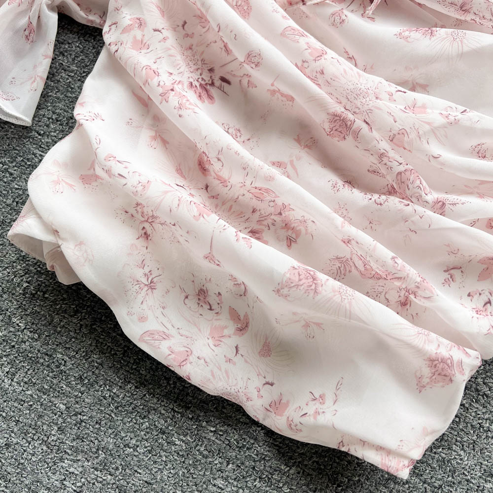 Fairy Pink Floral Pleated Dress