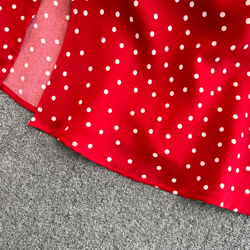 Fairy Puffy-sleeve Polka Dot Dress