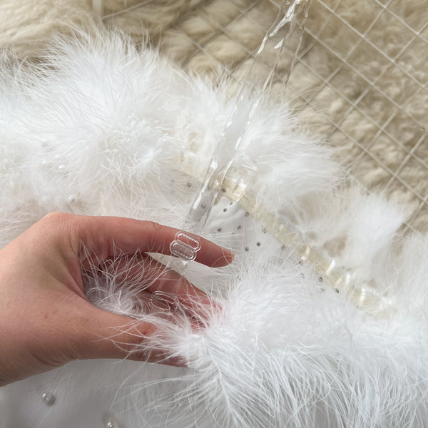 Furry Off-shoulder Beaded Party Dress
