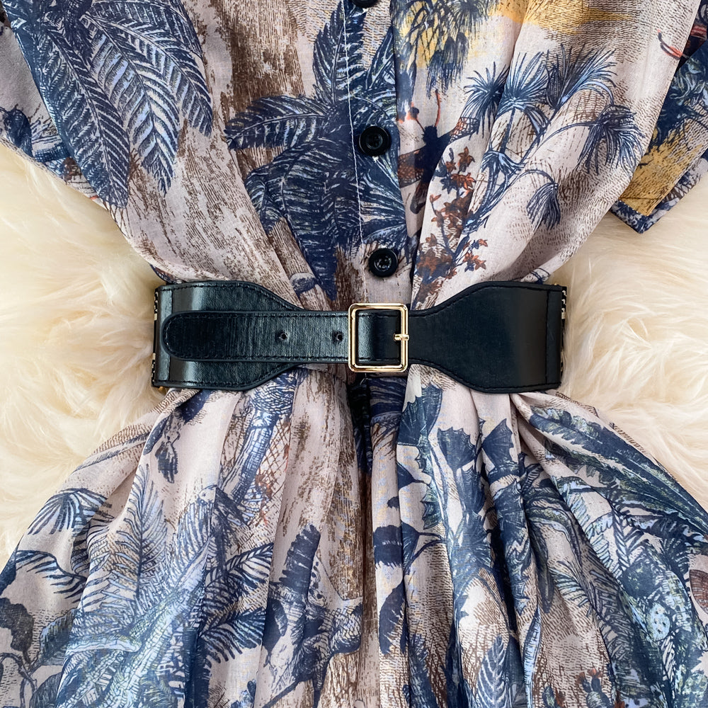Ink Painting Print A-line Maxi Dress