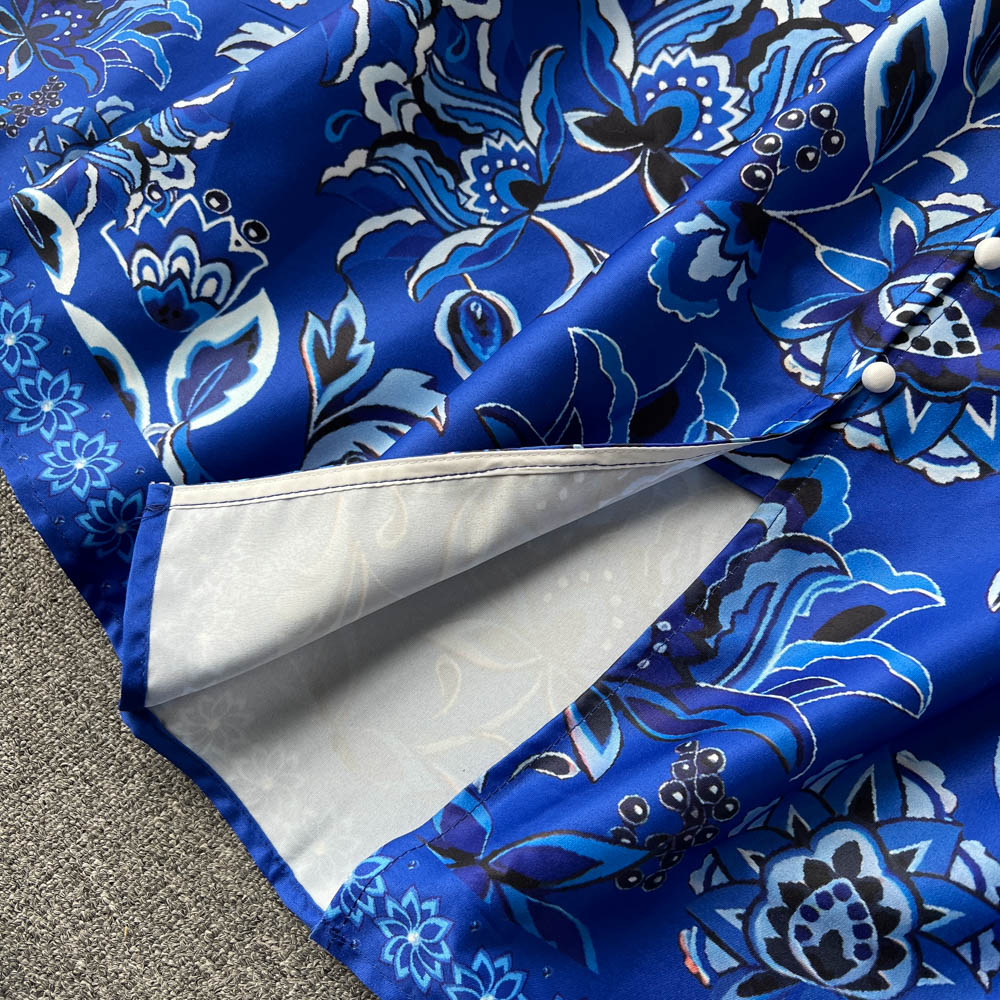 V-neck Puff Sleeve Printed Dress
