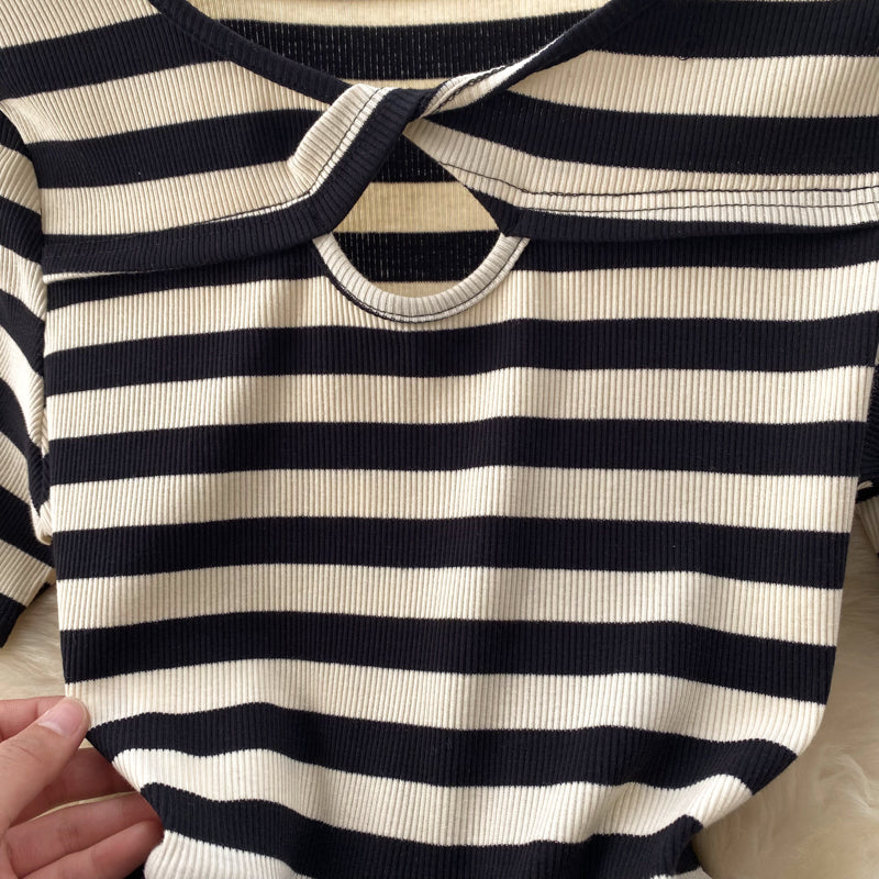 Patchwork Striped Faux 2Pcs A-line Dress