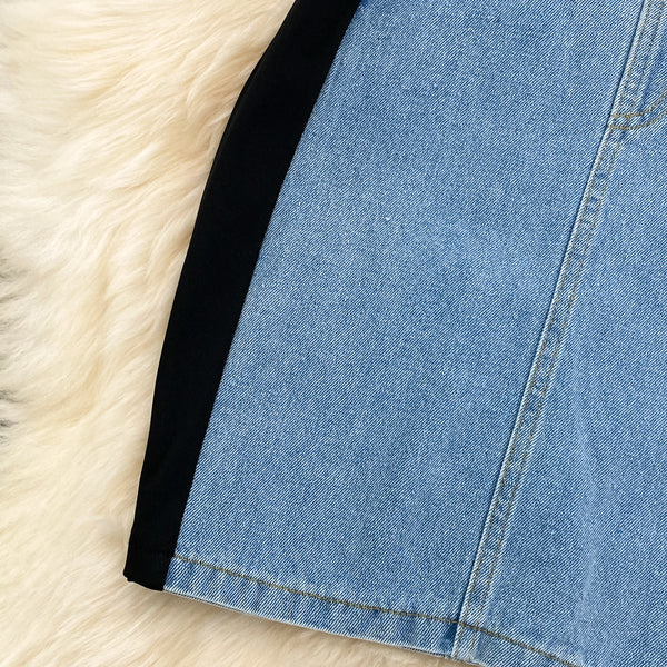 Fake Two-piece Denim Patchwork Dress
