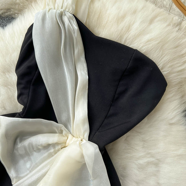 Black&White Clashing A-line Princess Dress