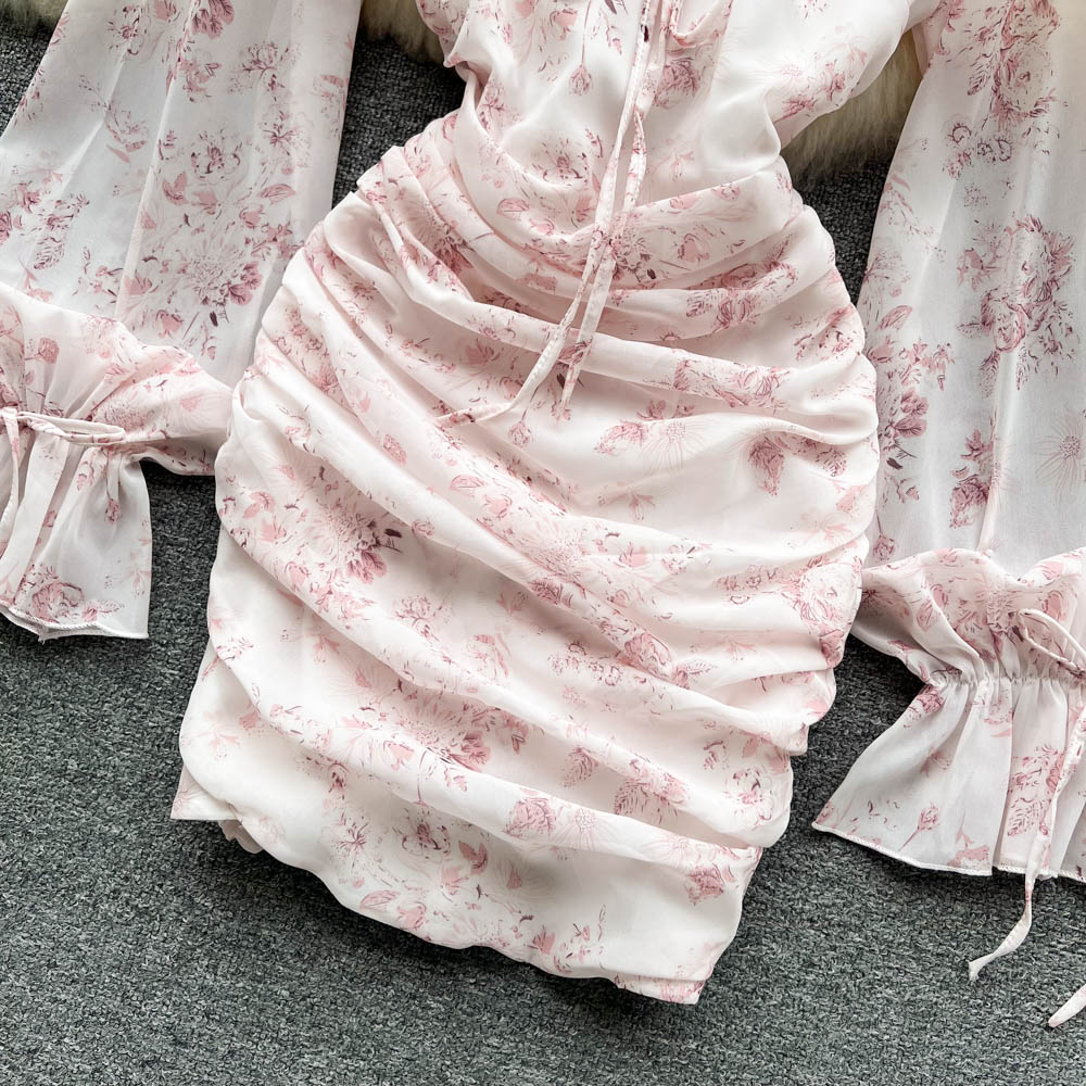 Fairy Pink Floral Pleated Dress