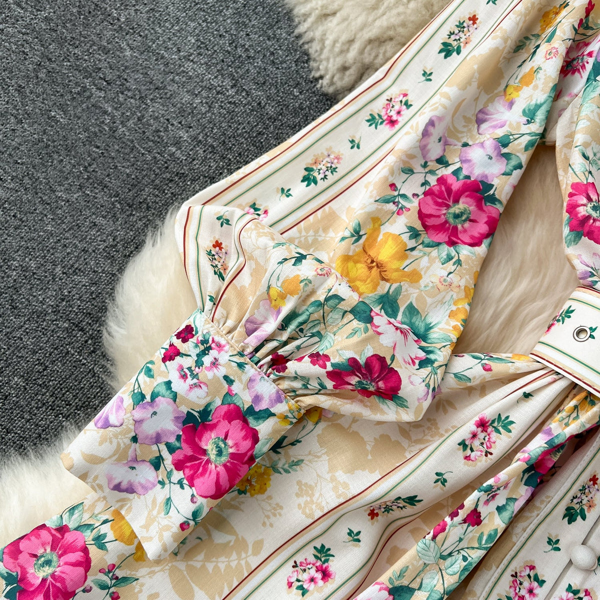 Courtly Floral Shirt Dress with Belt