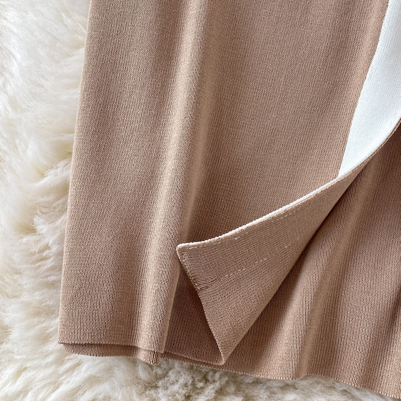 Knitted Patchwork Slim Fit Dress