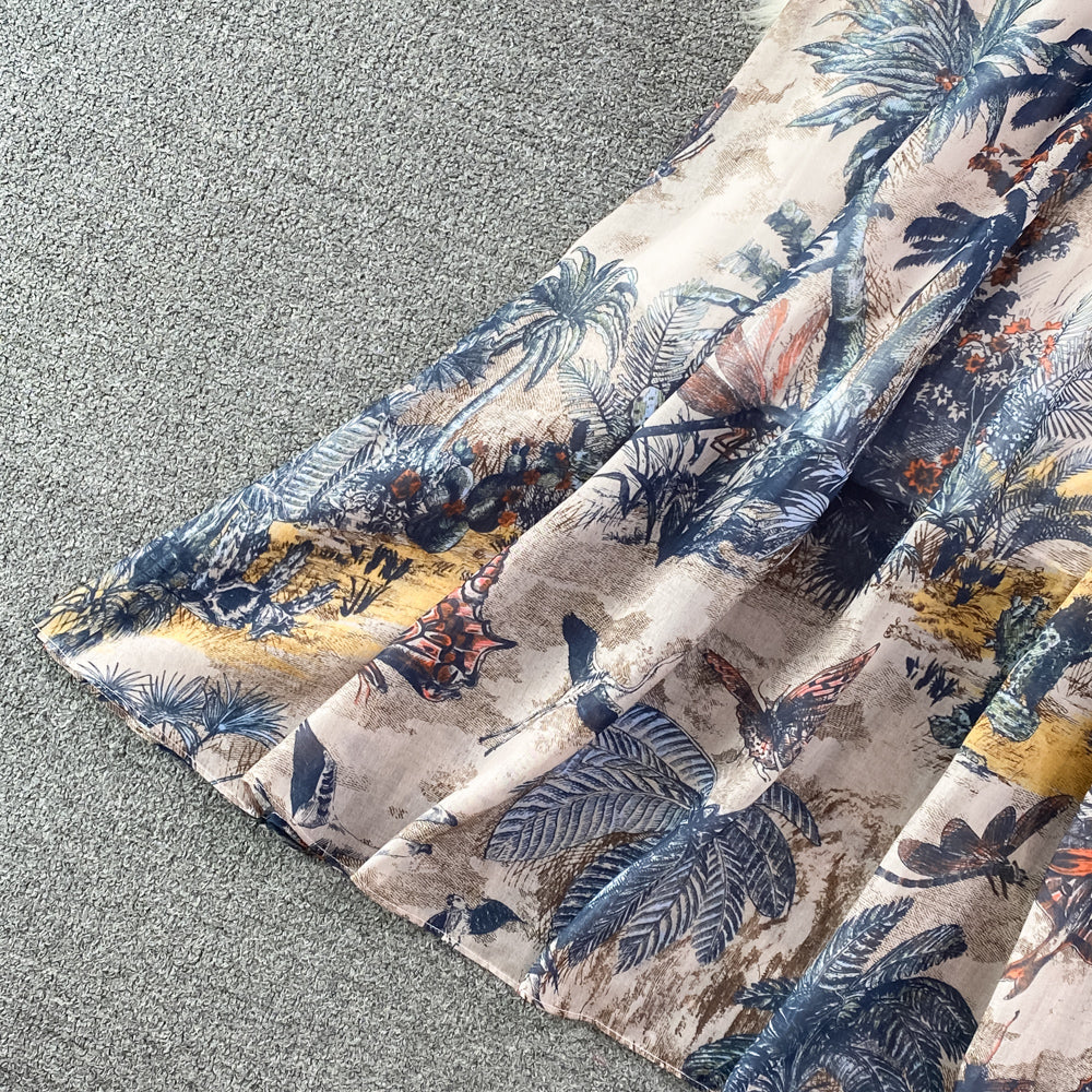 Ink Painting Print A-line Maxi Dress