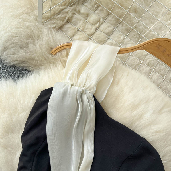 Black&White Clashing A-line Princess Dress