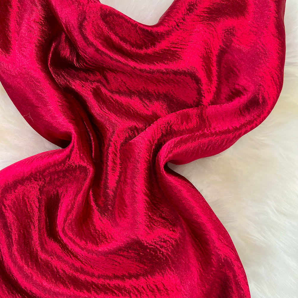 Vintage Draped Glossy Red Slip Dress