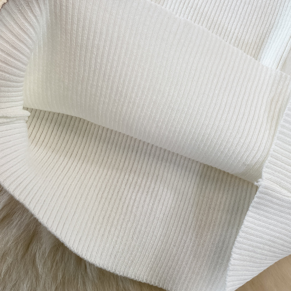 Polo Collar Striped Zipped Knitted Dress