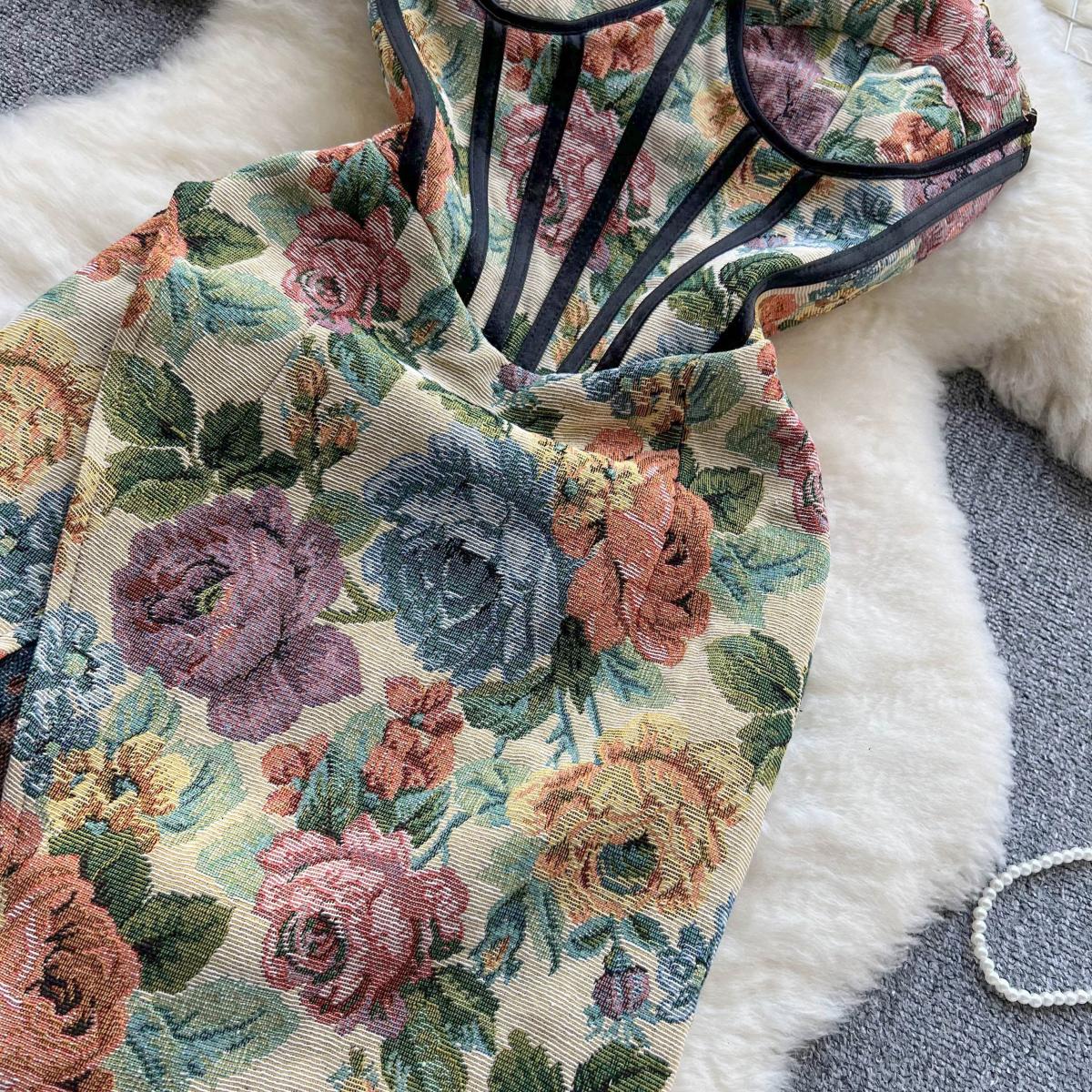 Vintage Oil Print Sheath Dress