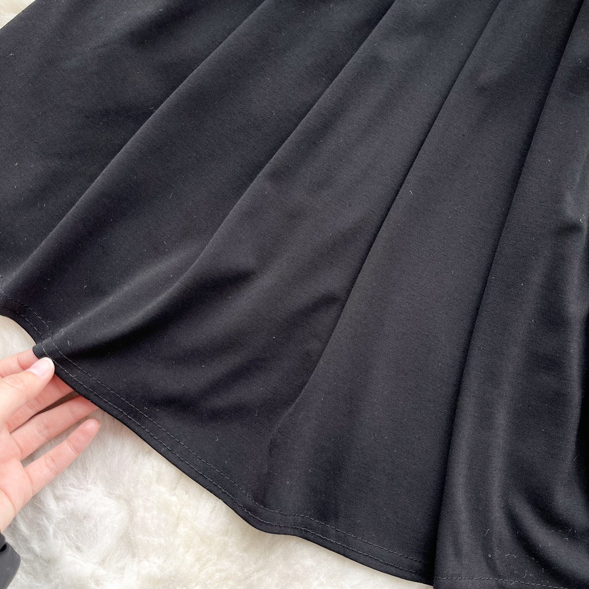 Polo Collar Pleated Black Shirt Dress