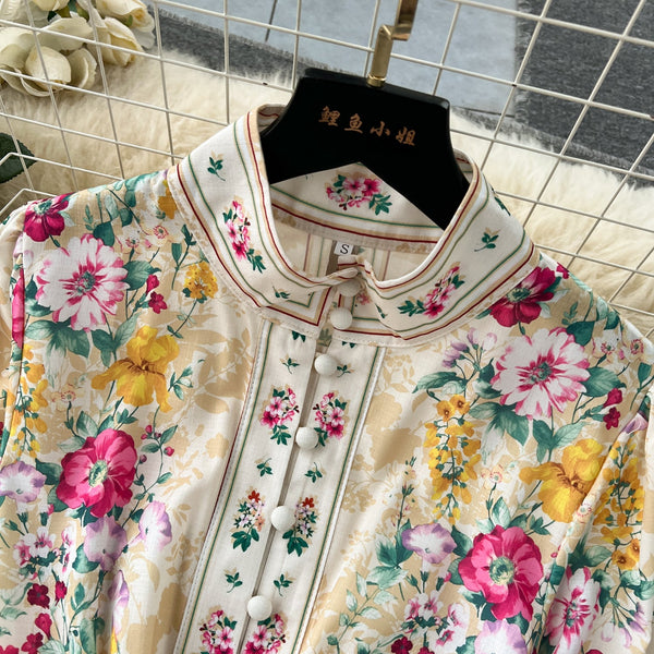 Courtly Floral Shirt Dress with Belt
