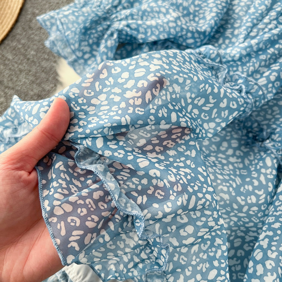 Niche Hollowed Floral Chiffon Dress