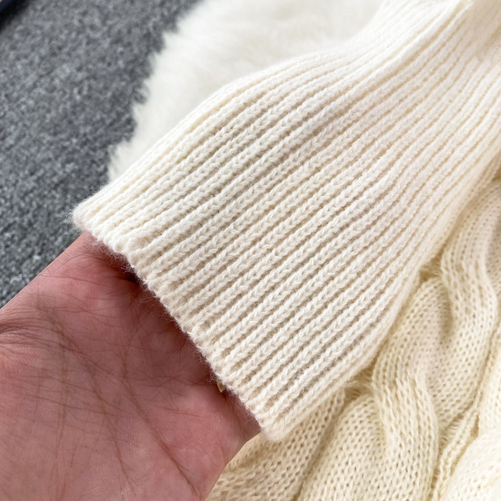 Soft Round Collar Cable-knit Dress
