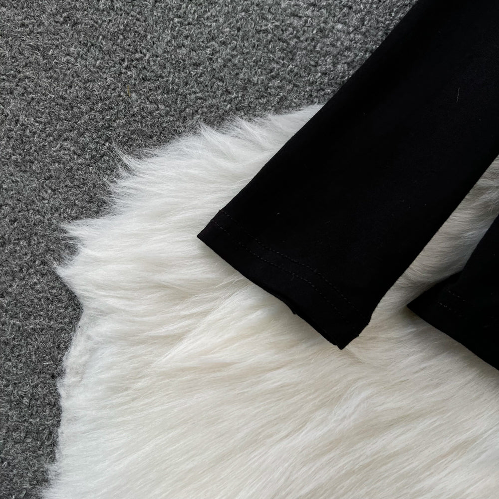 PU Slip Dress&Black Sweater 2Pcs