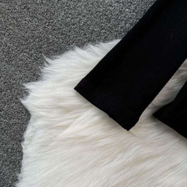 PU Slip Dress&Black Sweater 2Pcs