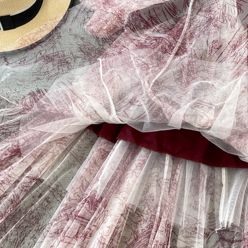 Fairy Ink Printing Mesh Dress
