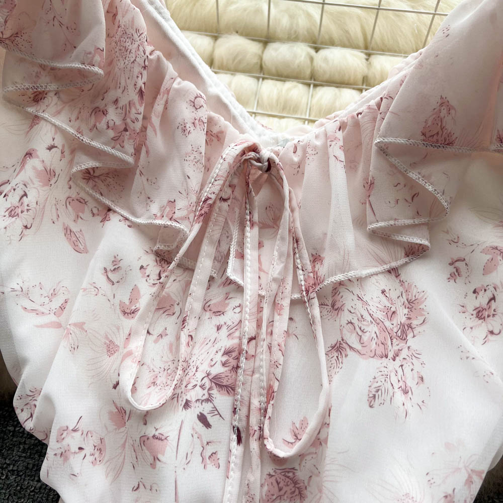 Fairy Pink Floral Pleated Dress