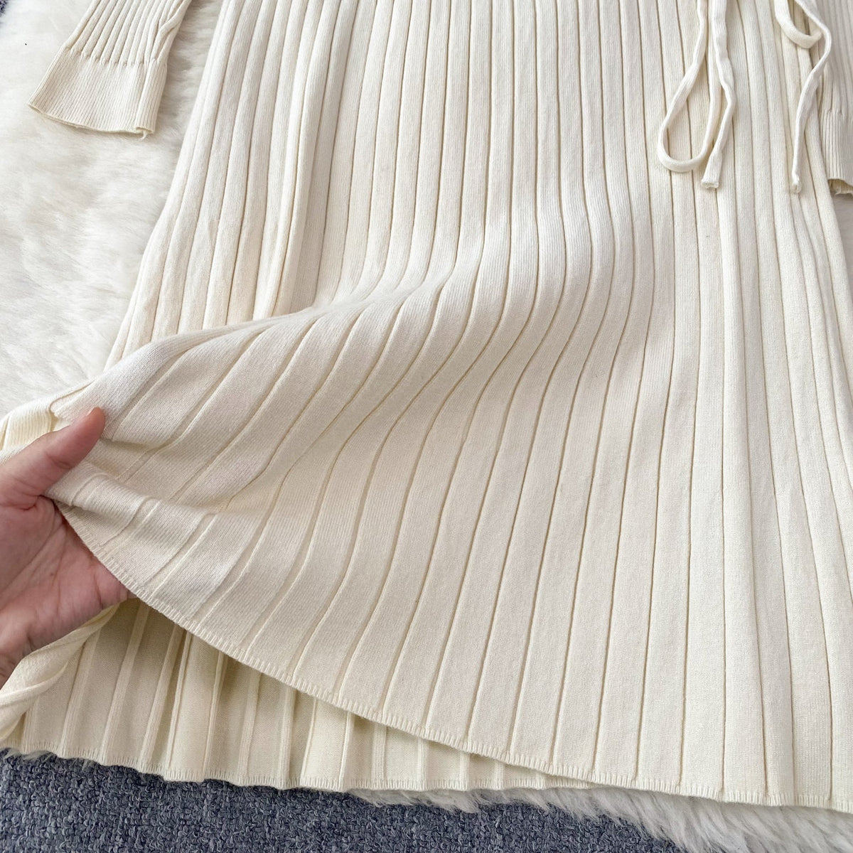 Solid Color Slim-fitting Knitted Dress