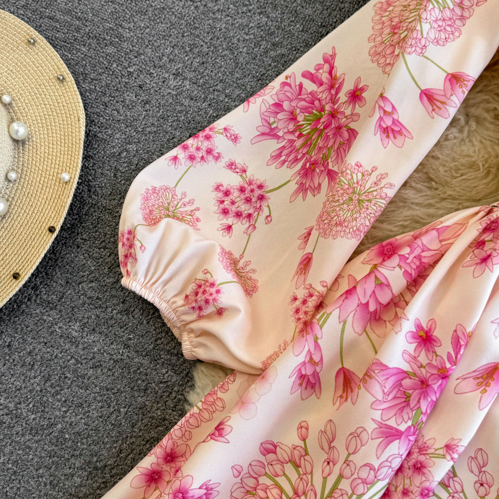 Fairy Lace-up Pink Floral Dress