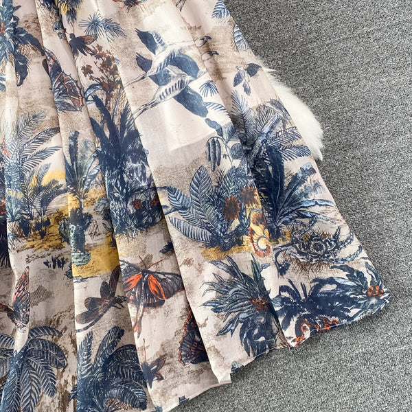 Ink Painting Print A-line Maxi Dress