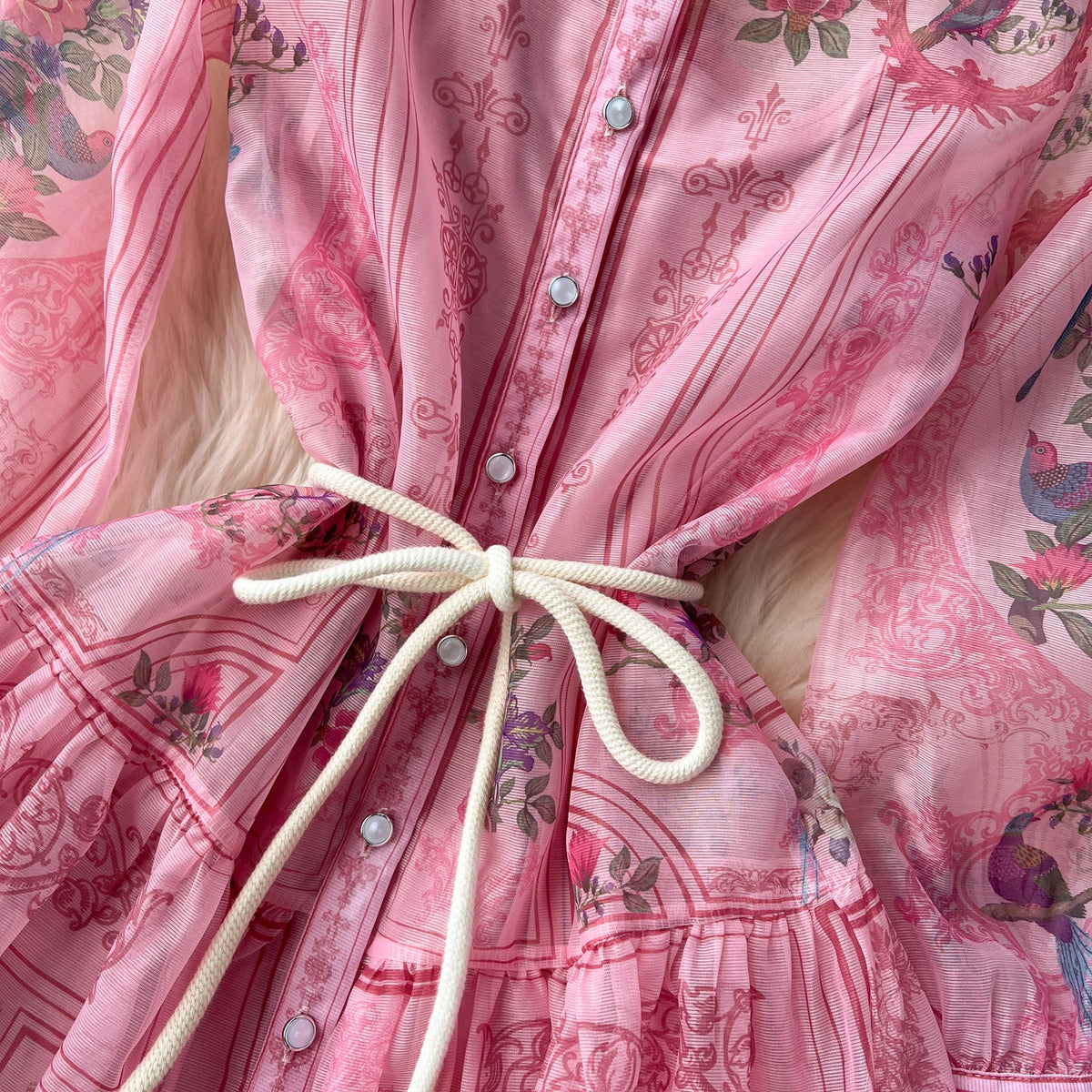 Courtly Floral Dress&Bottoming Slip Dress