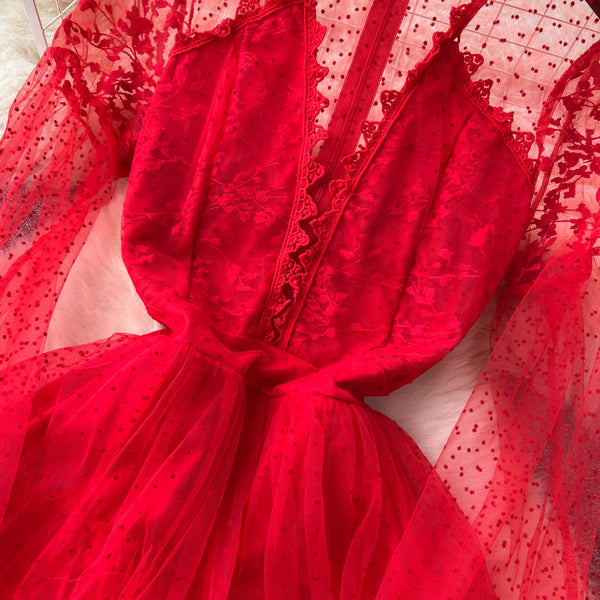 Fairy V-neck Mesh Layer Dress