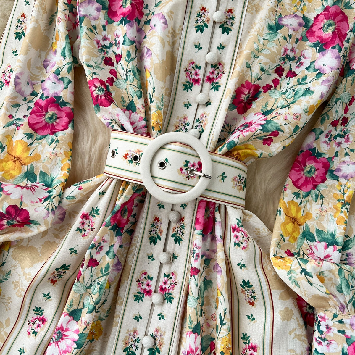 Courtly Floral Shirt Dress with Belt
