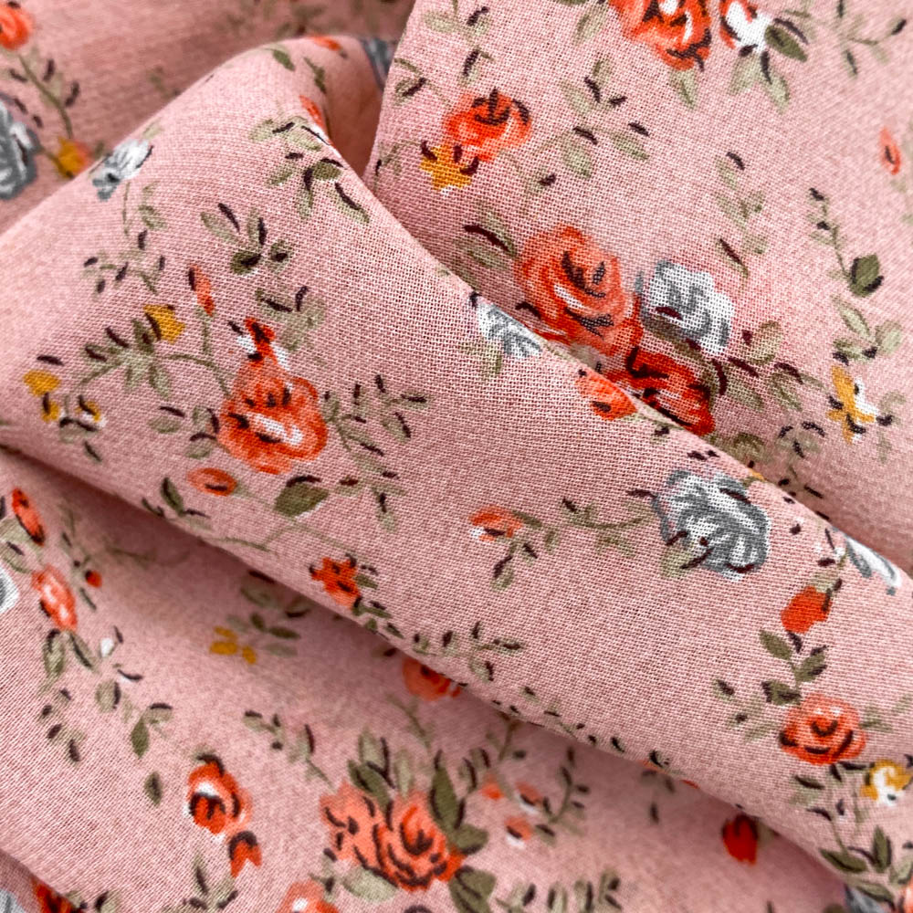 Square Collar Floral Chiffon Dress