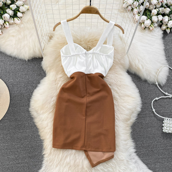 Renk Bloklama Patchwork Kayık Elbise