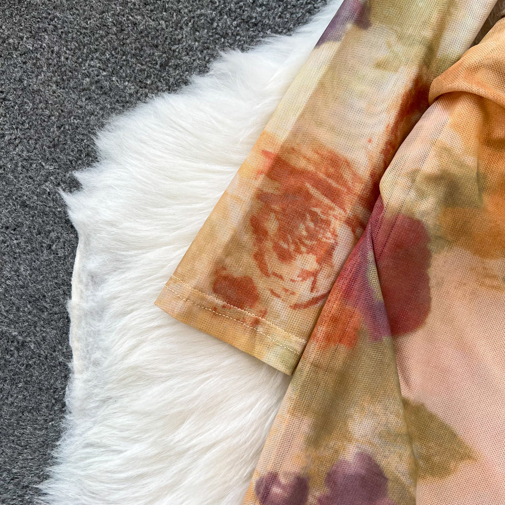 Fransız Tarzı Tie-dye File Elbise