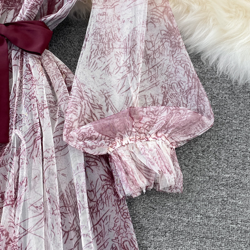 Fairy Ink Printing Mesh Dress