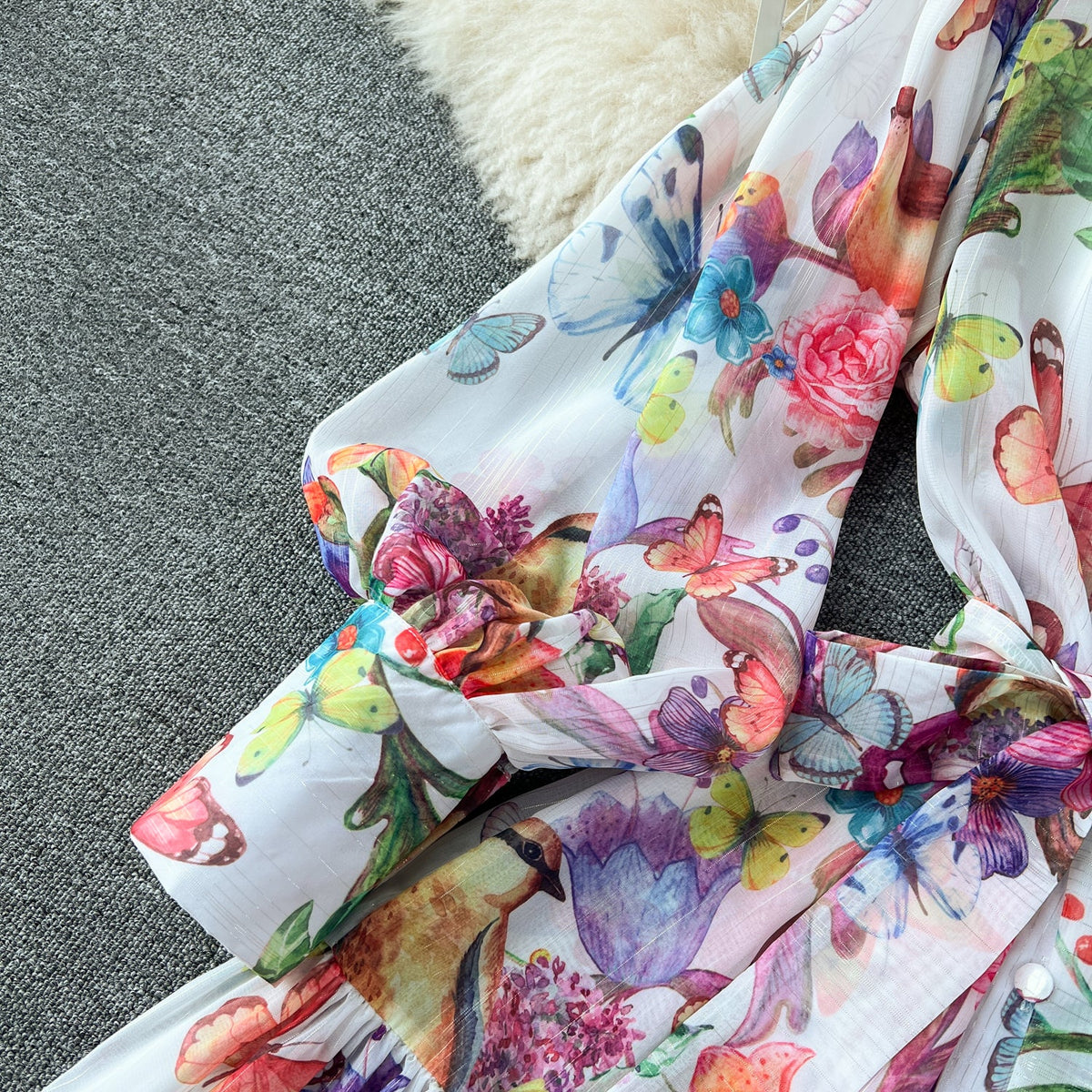High-end Printed Long-sleeve Shirt Dress