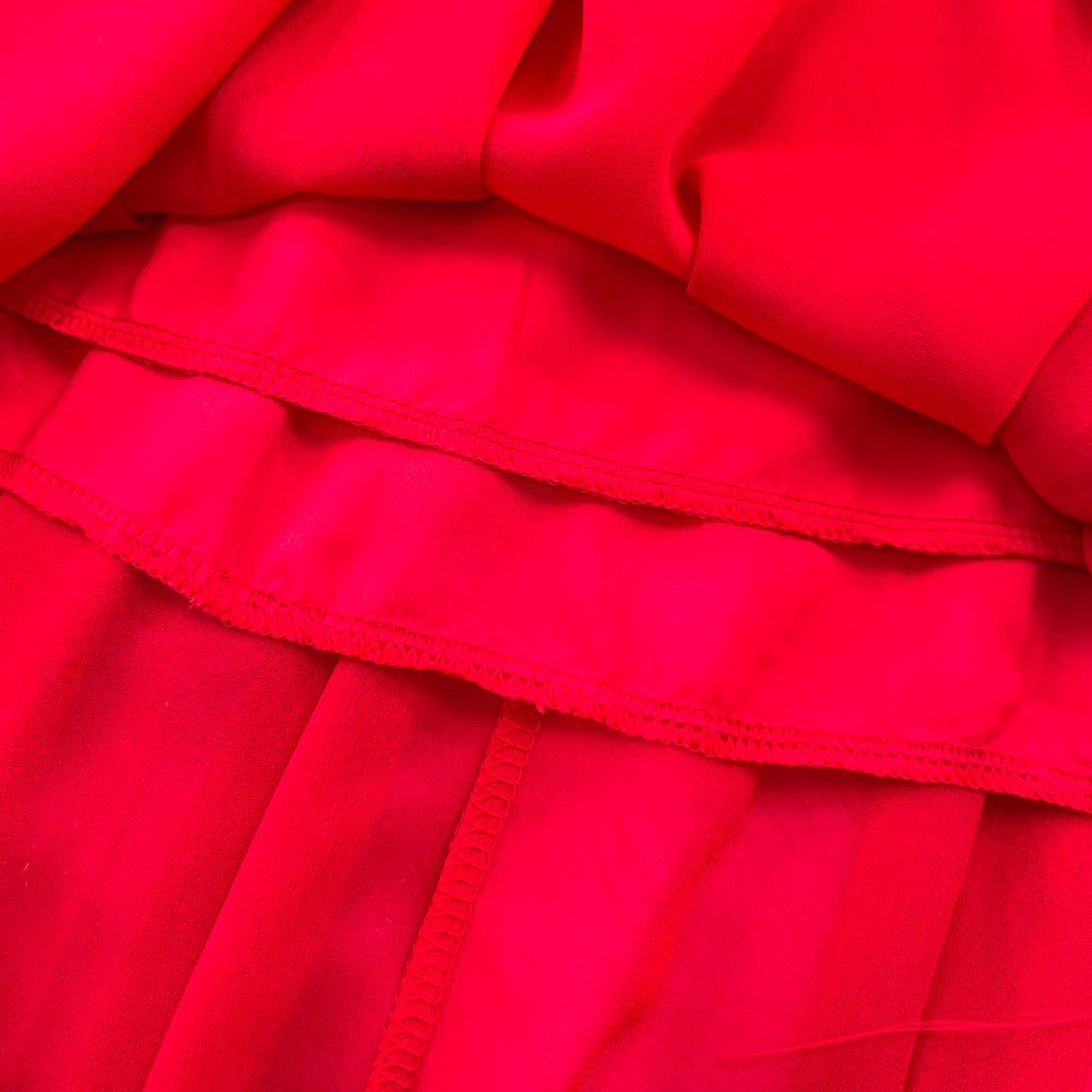 Stand collar Ruffled Chiffon Dress