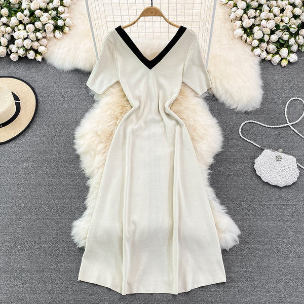 Vintage Color Blocking Knitted Dress