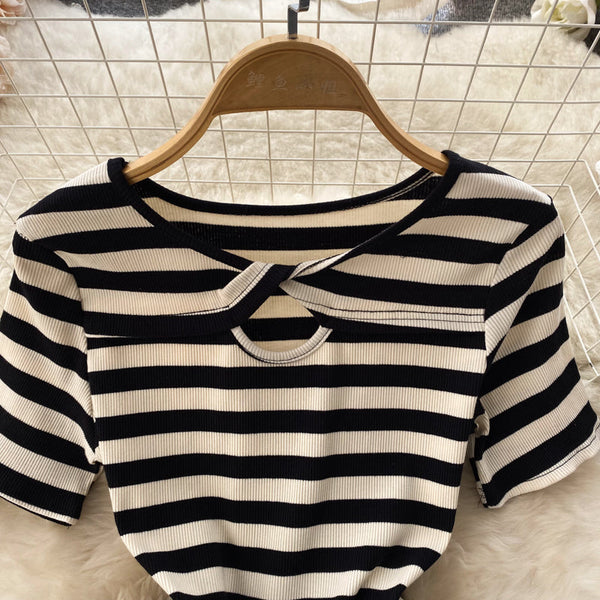 Patchwork Striped Faux 2Pcs A-line Dress