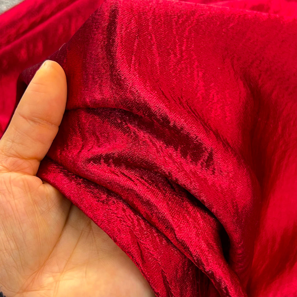 Vintage Draped Glossy Red Slip Dress