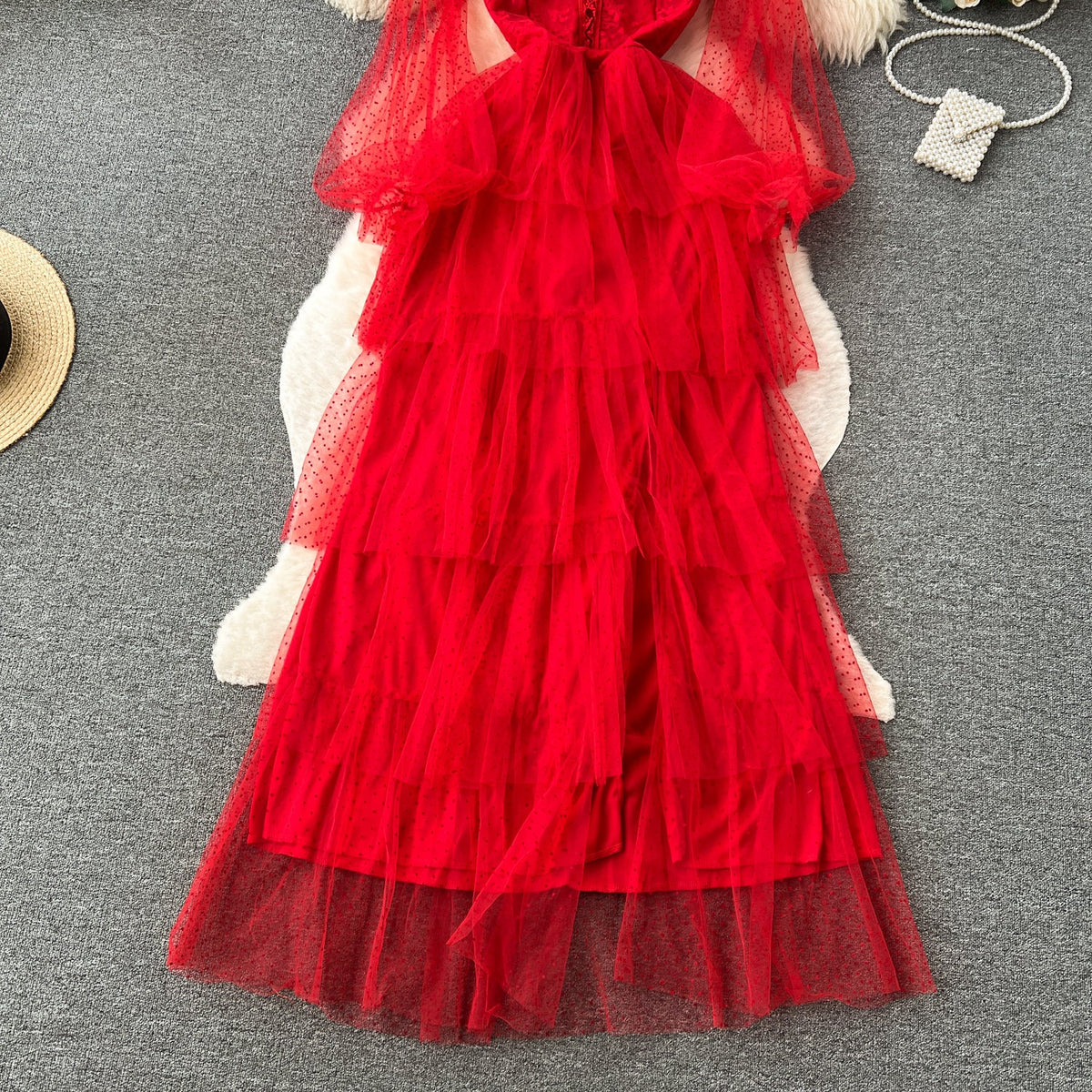 Fairy V-neck Mesh Layer Dress